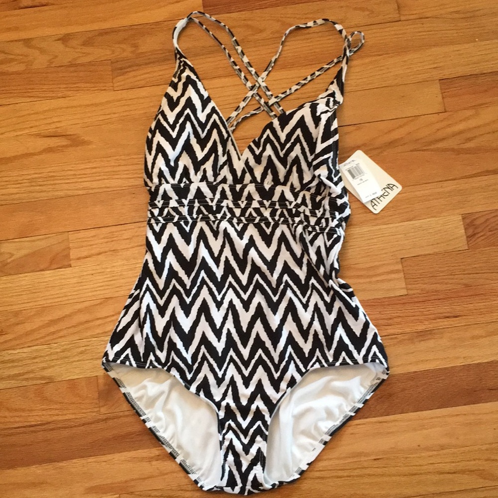 ATHENA One piece zebra print swim suit sz 16